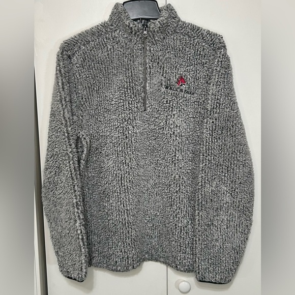 Oxford Women Gray Ball State University Oversized Sherpa pullover 1/4 Zip Small - Picture 1 of 10